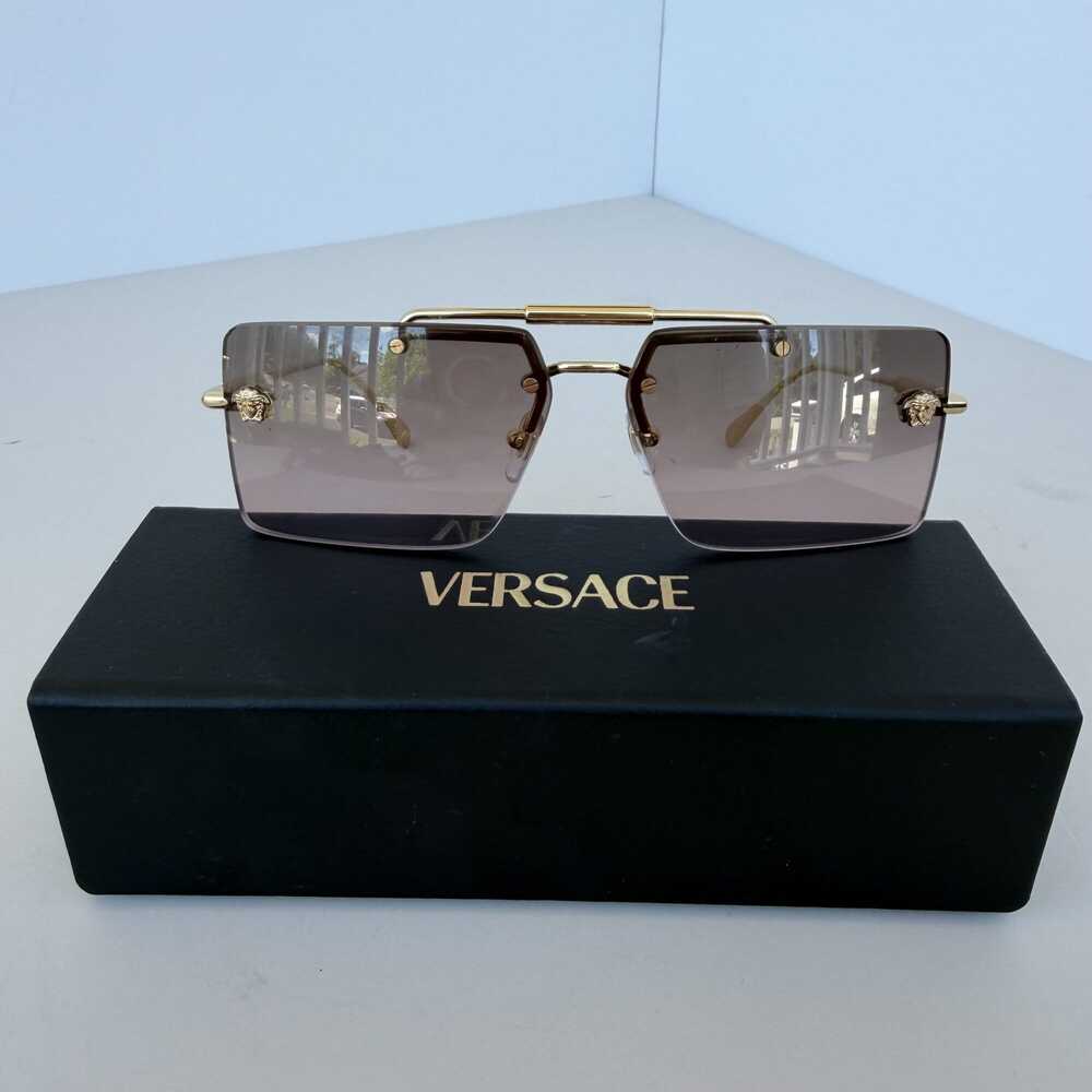 Versace VE2245 Rimless Aviator-Style Rectangle Sunglasses